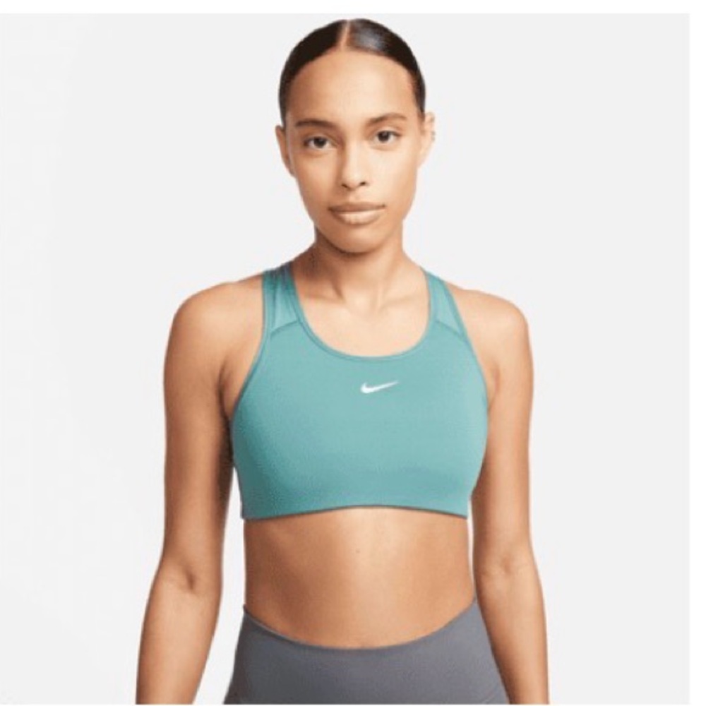 Nike Swoosh Women's Medium-Support Sports Bra - Bicoastal/White